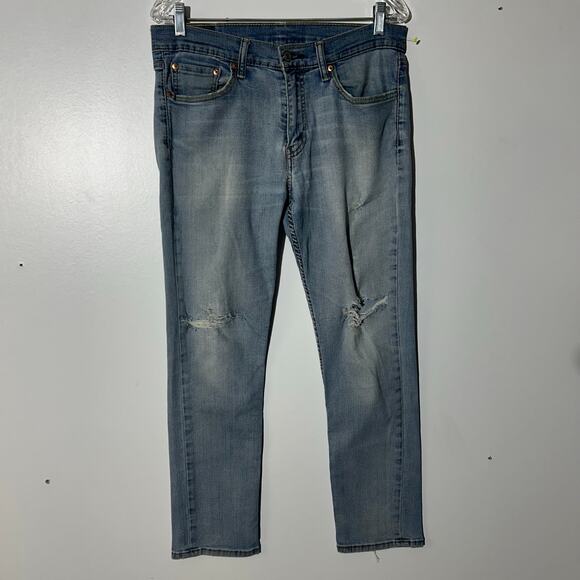 Levi’s 511 Slim Fit Distressed 5 Pocket Washed Blue Denim Jeans Men’s Size 33X30 - Picture 1 of 7